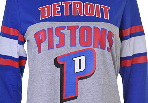 Ultra Game NBA Detroit Pistons Womens T-Shirt Raglan Baseball 3/4 Long Sleeve Tee Shirt, Heather Gray, X-Large