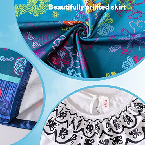 FUXHBFB Encanto Mirabel Costume Dress For Girls Cosplay Isabela Madrigal Princess Halloween Dress Up(5-6 Years, Blue)