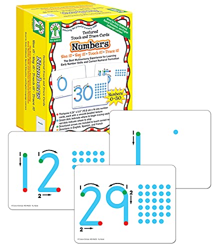 Key Education Textured Touch and Trace Numbers Cards—Color-Coded Numbers 0-30 Cards with Tracing Points and Directional Arrows, Math Learning and Number Formation Skills (31 pc)