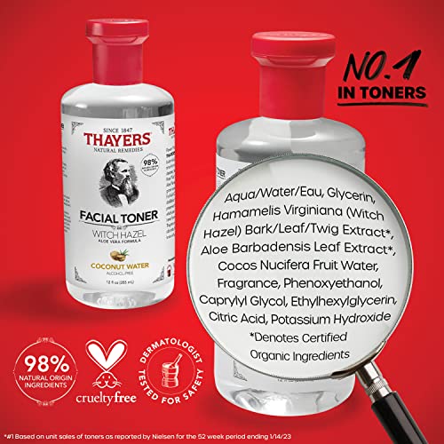 THAYERS Alcohol-Free, Hydrating Coconut Water Witch Hazel Facial Toner with Aloe Vera Formula, 12 oz