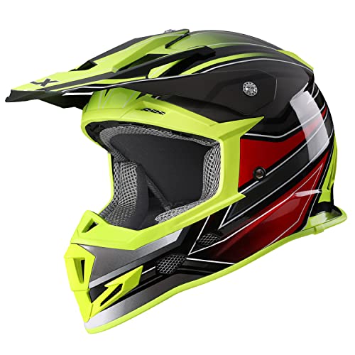 GLX GX23 Dirt Bike Off-Road Motocross ATV Motorcycle Full Face Helmet for Men Women, DOT Approved (Sear Yellow, Large)