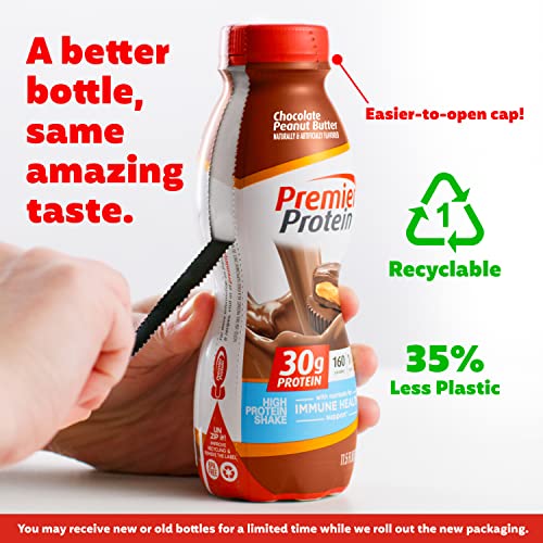 Premier Protein Shake, Chocolate Peanut Butter, 30g Protein, 1g Sugar, 24 Vitamins and Minerals, Nutrients to Support Immune Health, 11.5 Fl Oz, Pack of 12