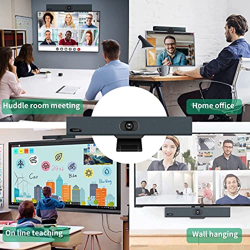 Yealink UVC34 4K Video and Audio Conference Room Camera System Video Bar with Auto Framing AI Face Enhancement for Office Business 120°Wide Angle, 8 mic Array with Teams Zoom Meeting Rooms Certified