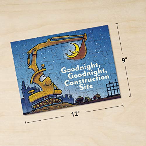 Mudpuppy Goodnight, Goodnight Construction Site Puzzle to Go, 36 Pieces, 12”x9” – Ages 3+ - with Artwork from The Popular Book – Packaged in Travel-Friendly Drawstring Fabric Pouch – Great for Planes