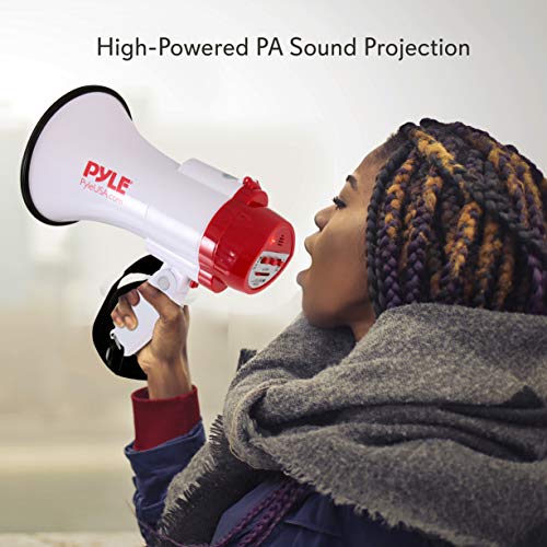 Pyle Megaphone Speaker Lightweight Bullhorn - Built-in Siren, Adjustable Volume Control and 800 Yard Range - PMP30