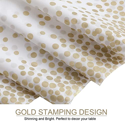 Gexolenu 2 Pack White and Gold Disposable Plastic Tablecloth for Rectangle Tables(54' x 108'), Disposable Waterproof Table Cover for Birthday, Graduation, Gold Table Cloths Party Supplies