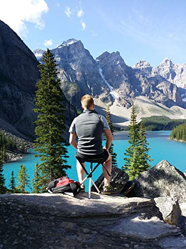 Walkstool - Comfort Model - Black and Silver - 3 Legged Folding Stool in Aluminium - Height 18' to 30' - Maximum Load 440 to 550 Lbs - Made in Sweden