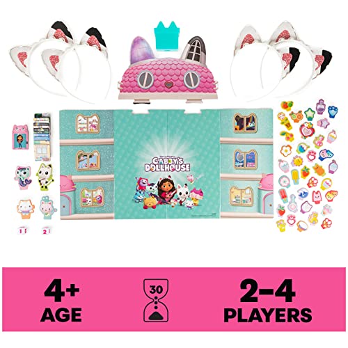 Gabby’s Dollhouse, Meow-Mazing Board Game Based on The DreamWorks Netflix Show with 4 Kitty Headbands, for Families and Kids Ages 4 and up