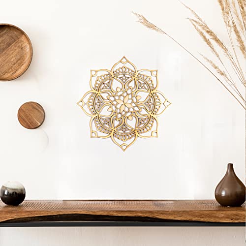 Mandala Wood Decor, Tribal Indian Art, Bohemian Ethnic New Home Office Décor, Living Room Wall Hanging, Modern Morrocan Handmade Unique Geometric Housewarming Gift