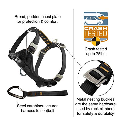 Kurgo Dog Harness | Car Harness for Dogs | Small | Pet Safety Seat Belt | Certified Crash Tested Harness | Car Seatbelt | Tru-Fit Enhanced Strength Style | Black