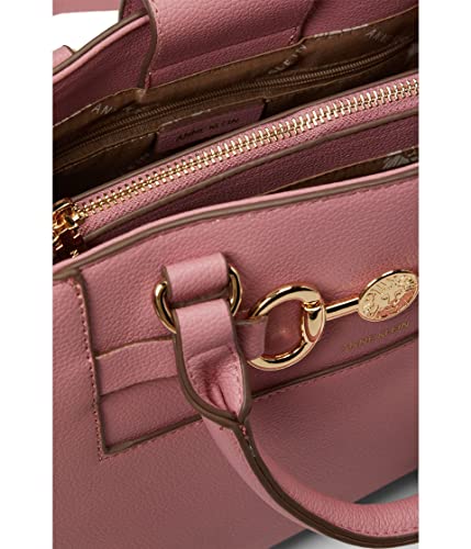 Anne Klein E/W Horsebit Satchel, Vintage Pink