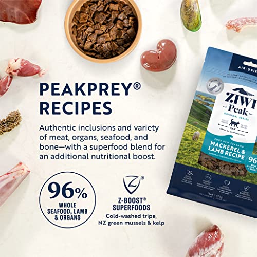 ZIWI Peak Air-Dried Cat Food – All Natural, High Protein, Grain Free and Limited Ingredient with Superfoods (Mackerel and Lamb, 2.2 lb)