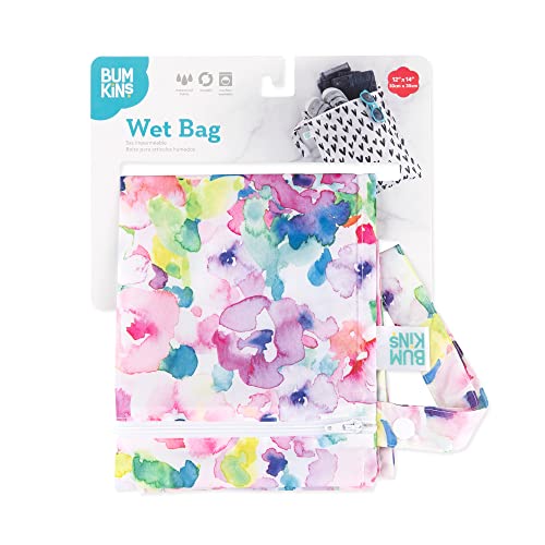 Bumkins Waterproof Wet Bags for Baby, Travel, Swimsuit, Cloth Diapers, Pump Parts, Gym Clothes, Toiletries, Strap to Stroller, Zipper Reusable Bag, Packing Pouch