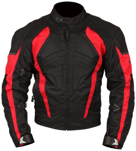Milano Sport MJGAM0385XL Gamma Motorcycle Jacket with Red Accent (Black, X-Large)