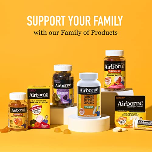 Airborne Vitamin C 500mg Capsules With Zinc and Selenium, Immune Support Supplement For Adults with Powerful Antioxidants Vitamins A C and E + Vitamin D - 60ct Bottle (30 Servings)