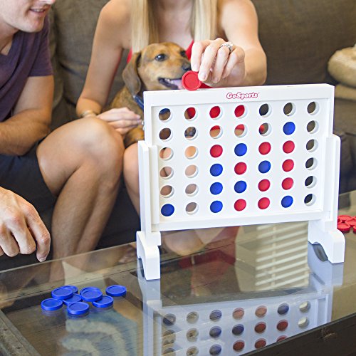 GoSports 1 Foot Width Premium Solid Wood 4 in a Row Game with Carrying Case