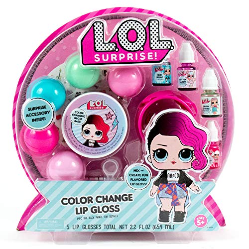 L.O.L. Surprise! Color Change Lip Gloss By Horizon Group USA, Mix and Create 5 Color Changing Multi Flavored ,DIY Lip Gloss Making Kit, Containers and Decorative Stickers Included.Multicolored