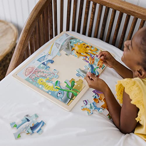 Melissa and Doug Under the Sea Ocean Animals Wooden Jigsaw Puzzle With Storage Tray (24 pcs)