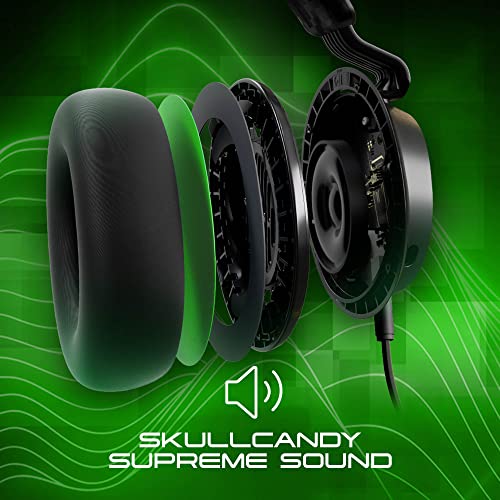 Skullcandy SLYR Wired Over-Ear Gaming Headset/Soft Earpads/Boom Mic/Gaming Headphone/Use with Playstation, PS5, Xbox, Xbox Series X, Nintendo Switch, Mobile, VR, and PC/Kids or Adult - Green