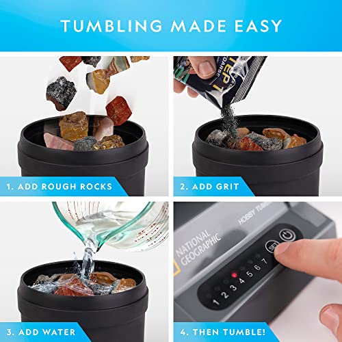 NATIONAL GEOGRAPHIC Rock Tumbler Refill Kit – Madagascar Rocks for Tumbling- Rock Tumbler Supplies Include Rock Tumbler Grit and Jewelry Accessories