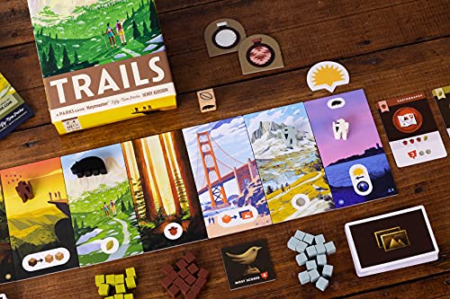 Trails, a Family and Strategy Board Game About Hiking and Outdoors by Keymaster, 2-4 players