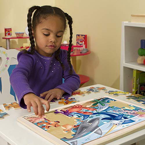 Melissa and Doug Jigsaw Puzzle Bundle (Dinosaur,Safari and Ocean) - Animal Puzzles, Wooden Jigsaw Puzzles For Kids Ages 3+