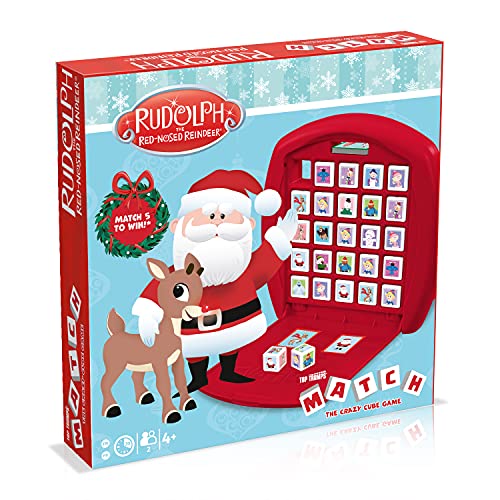 Rudolph The Red Nosed Reindeer Top Trumps Match Board Game Multilingual Edition, Play with 15 Classic Characters Including King Moonracer and Charlie in The Box, Family Game for Ages 4 and up