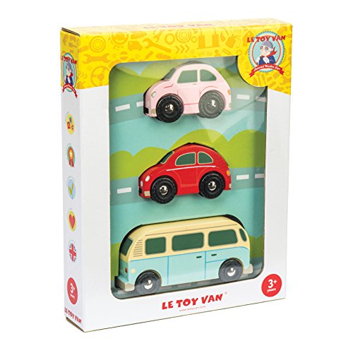 Le Toy Van - Cars and Construction Wooden Retro Metro Car Set Car Toy Play Set - Set 3 Cars | Boys Play Vehicle Kids Role Play Toys - Suitable for 3 Year Old + (TV463)