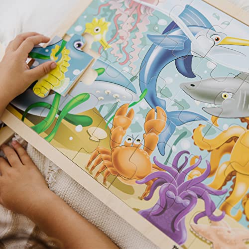 Melissa and Doug Under the Sea Ocean Animals Wooden Jigsaw Puzzle With Storage Tray (24 pcs)