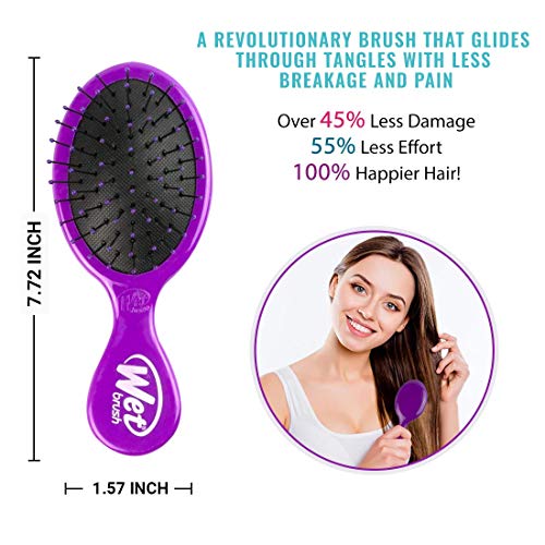 Wet Brush Squirt Detangler Hair Brushes - Purple - Mini Detangling Brush with Ultra-Soft IntelliFlex Bristles Glide Through Tangles with Ease - Pain-Free Comb for All Hair Types