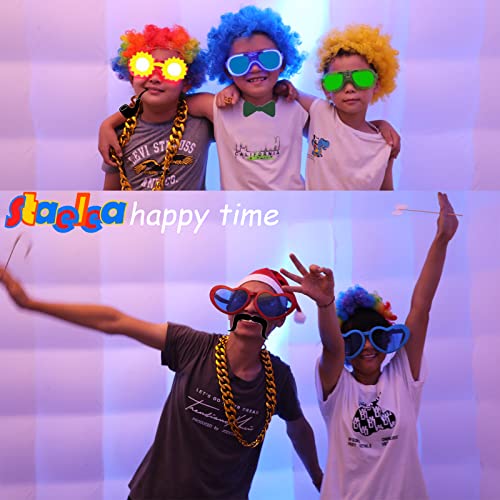 Portable Inflatable Photo Booth Enclosure (White, Two Doors, 8.2x8.2x8.2ft), staelea Inflatable LED Photo Booth Tent with Air Blower and Remote Controller, Photo Booth Backdrop for Wedding Event