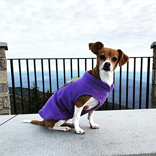Gooby Fleece Vest Dog Sweater - Lavender, Medium - Warm Pullover Fleece Dog Jacket with O-Ring Leash - Winter Small Dog Sweater Coat - Cold Weather Dog Clothes for Small Dogs Boy or Girl