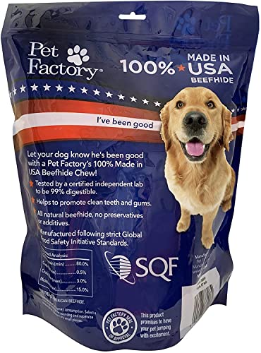 Pet Factory 100% Made in USA Beefhide 8' Rolls Dog Chew Treats - Natural Flavor, 10 Count/1 Pack