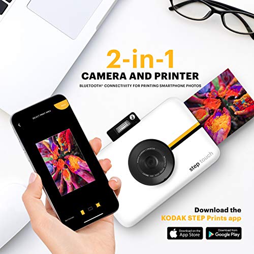 Kodak Step Touch | 13MP Digital Camera and Instant Printer with 3.5” LCD Touchscreen Display, 1080p HD Video (White) Starter Bundle