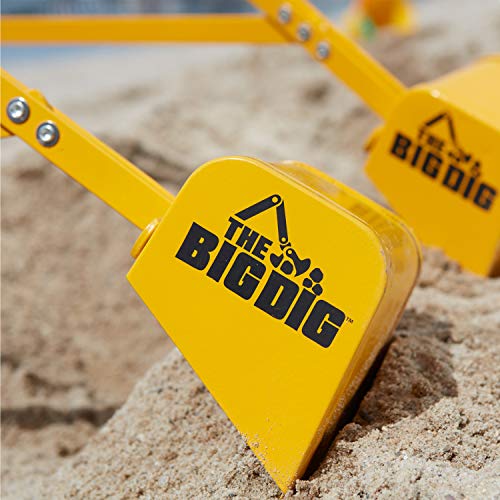 The Big Dig and Roll Big Dig Sandbox Digger Excavator Crane with 360° Rotation with Base, Great for Sand, Dirt and Snow | Steel Outdoor Play | Beach Toy | Yellow | Age 3+