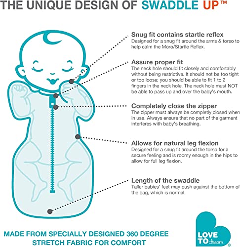 Love to Dream Swaddle UP Organic Lite 0.2 TOG, Stardust, Medium, 13-19 lbs, Better Sleep, Allow Baby to Sleep in Their Preferred Arms Up Position for Self-Soothing, Snug Fit Calms Startle Reflex