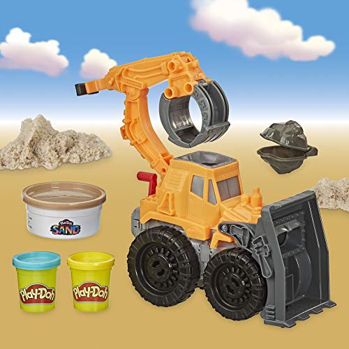 Play-Doh Wheels Front Loader Toy Truck for Kids Ages 3 and Up with Non-Toxic Sand Compound and Classic Compound in 2 Colors