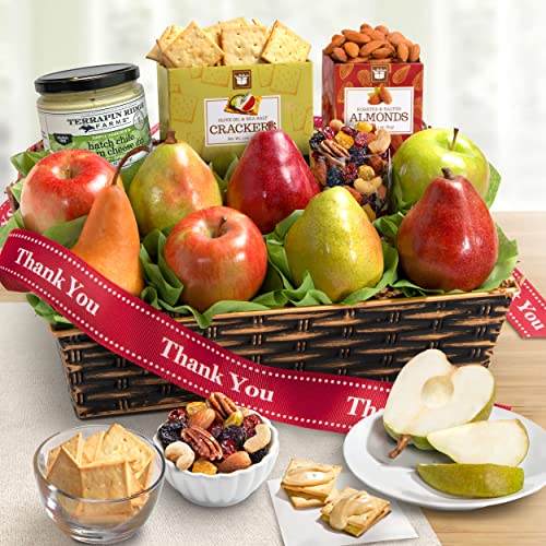 Golden State Fruit Thank You Fruit Basket with Cheese and Nuts