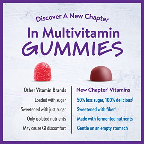 New Chapter Kids Multivitamin Gummies - 50% Less Sugar, Kids Gummy Vitamins with Vitamins C, D3 and Zinc, Non-GMO, Gluten Free, Berry-Citrus, 60ct