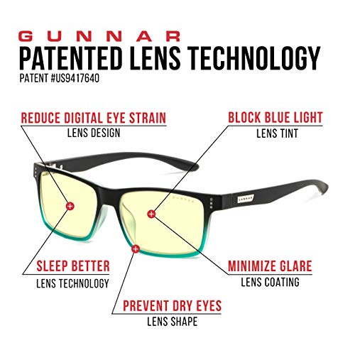 Kids Blue Light Blocking Glasses | Cruz Kids by GUNNAR | Patented Blue Light Protection with Smudge Resistant Lens, Durable and Flexible Frame (Natural Focus, Onyx/Teal/Amber)