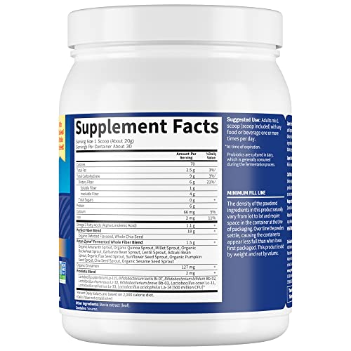 Garden of Life Super Seed - Vegetarian Whole Food Fiber Supplement with Protein and Omega 3, 1 Lb 5oz (600g) Powder