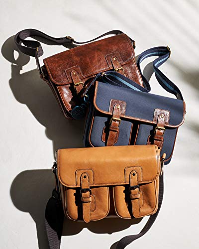 Fossil Men's Greenville Eco Leather Travel Courier Messenger Bag, Cognac , (Model: MBG9557222)