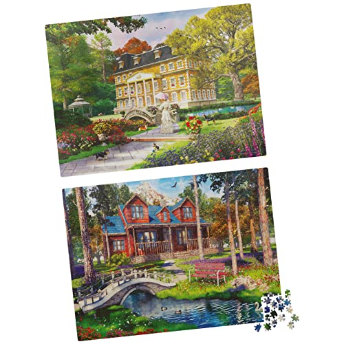 2-Pack of 1000-Piece Jigsaw Puzzles, Pine Cabin and Summer Estate Gifts for Mom for Adults and Kids Ages 8+, Amazon Exclusive