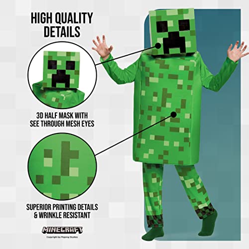 Creeper Deluxe Minecraft Costume, Green, Large (10-12)