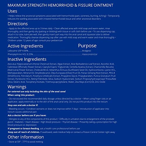 Doctor Butler's Hemorrhoid and Fissure Ointment – Hemorrhoid Treatment with Phenylephrine HCI and Lidocaine for Fast Acting Relief of Swelling, Discomfort, and Itching in one Hemorrhoid Cream (1 oz.)