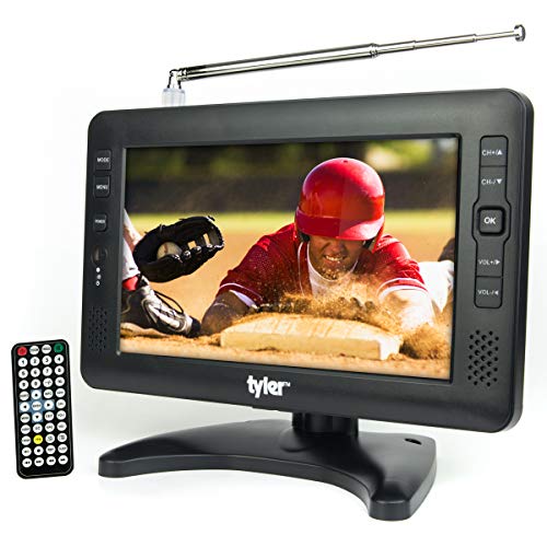 Tyler 9' Portable TV LCD Monitor Rechargeable Battery Powered Wireless Capability HD-TV, USB, SD Card, AC/DC, Remote Control Built in Stand Small for Car Kids Travel