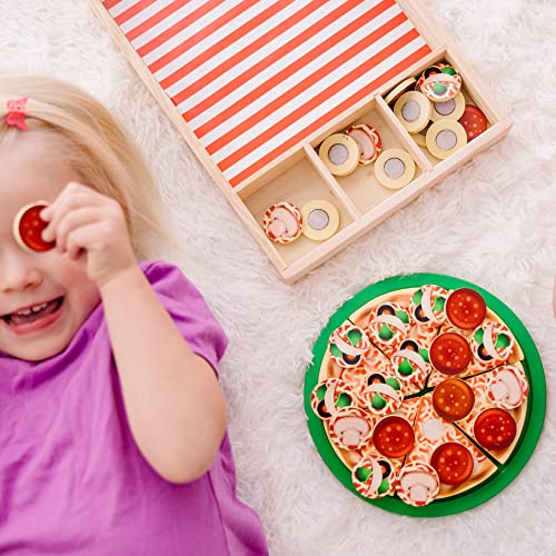 Melissa and Doug Wooden Pizza Play Food Set With 36 Toppings - Pretend Food And Pizza Cutter/ Toy For Kids Ages 3+