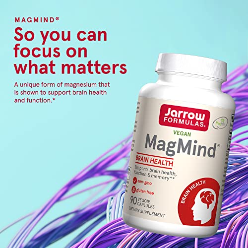 Jarrow Formulas MagMind - Includes Magnesium L-Threonate (Magtein) - Supports Brain Health and Function - 90 Capsules - 30 Servings (PACKAGING MAY VARY)