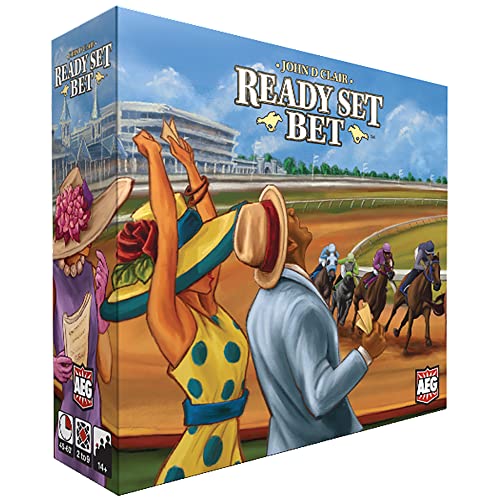 Alderac Entertainment Group (AEG) Ready Set Bet - Alderac Entertainment Group, Horse Racing Betting Board Game, Ages 14+, 2-9 Players, 45-60 Min, White, Medium