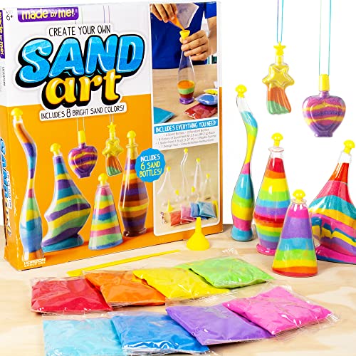 Made By Me Create Your Own Sand Art by Horizon Group Usa, DIY Kit Includes 4 Sand Bottles and 2 Pendent Bottles with 8 Bright Colors, Designing Tool and More. Multicolored